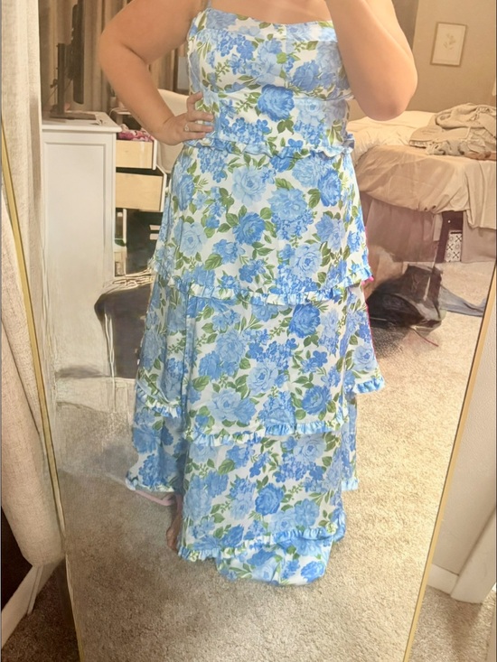 Show Me Your MuMu Dresses & Skirts - Show me your mumu Corset Floral Maxi Dress in Blue & White & Matching Tie